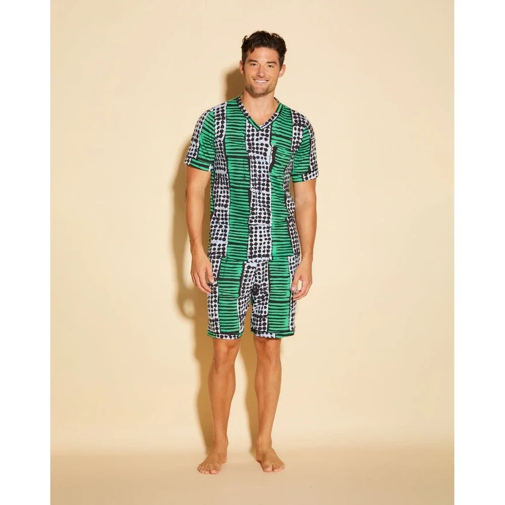Cosabella cotton modal Men's Printed‎ Short Sleeve Pajama Set Size L